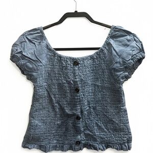 Chic Blue Button-Up Blouse